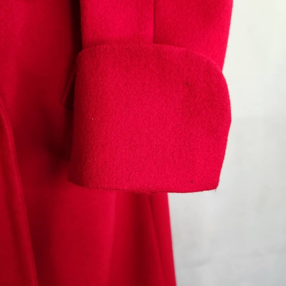 Vintage Outbrook Red Wool Coat Jacket Long Double Breasted Size 12 - Picture 8 of 13